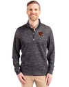 Cincinnati Bengals NFL Helmet Cutter & Buck Traverse Stretch Eco Camo Print Quarter Zip Mens Big and Tall Pullover Black Front Thumbnail Image