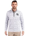 View image 4: Miami Dolphins NFL Helmet Cutter & Buck Traverse Recycled Smooth Stretch Mens Big & Tall Camo Quarter Zip Pullover Charcoal Front