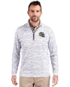 View image 4: New Orleans Saints NFL Helmet Cutter & Buck Traverse Recycled Smooth Stretch Mens Big & Tall Camo Quarter Zip Pullover Charcoal Front