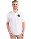 Philadelphia Eagles NFL Helmet Cutter & Buck Advantage Eco Tri-Blend Pique Mens Polo White Front Thumbnail Image