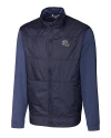 New England Patriots NFL Helmet Cutter & Buck Stealth Hybrid Quilted Mens Full Zip Windbreaker Jacket Liberty Navy Mannequin Thumbnail Image