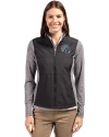Detroit Lions NFL Helmet Cutter & Buck Stealth Hybrid Quilted Womens Full Zip Windbreaker Jacket Black Front Thumbnail Image