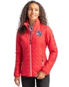 Buffalo Bills NFL Helmet Cutter & Buck Rainier PrimaLoft®  Womens Eco Insulated Full Zip Puffer Jacket Red Front Thumbnail Image
