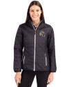 New Orleans Saints NFL Helmet Cutter & Buck Rainier PrimaLoft®  Womens Eco Insulated Full Zip Puffer Jacket Black Front Thumbnail Image