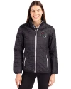 Tampa Bay Buccaneers NFL Helmet Cutter & Buck Rainier PrimaLoft®  Womens Eco Insulated Full Zip Puffer Jacket Black Front Thumbnail Image