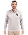 Las Vegas Raiders NFL Helmet Cutter & Buck Stealth Heathered Mens Big and Tall  Quarter Zip Pullover Polished Medium Gray Front Thumbnail Image