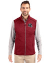 Atlanta Falcons NFL Helmet Cutter & Buck Mainsail Sweater-Knit Mens Full Zip Vest Cardinal Red Heather Front Thumbnail Image