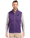 Minnesota Vikings NFL Helmet Cutter & Buck Mainsail Sweater-Knit Mens Full Zip Vest College Purple Heather Front Thumbnail Image