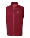 New England Patriots NFL Helmet Cutter & Buck Mainsail Sweater-Knit Mens Full Zip Vest Cardinal Red Heather Mannequin Thumbnail Image