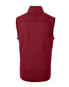 New England Patriots NFL Helmet Cutter & Buck Mainsail Sweater-Knit Mens Full Zip Vest Cardinal Red Heather Mannequin Back Thumbnail Image