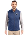 New York Giants NFL Helmet Cutter & Buck Mainsail Sweater-Knit Mens Full Zip Vest Tour Blue Heather Front Thumbnail Image
