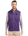 Baltimore Ravens NFL Helmet Cutter & Buck Mainsail Sweater-Knit Mens Full Zip Vest College Purple Heather Front Thumbnail Image