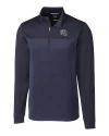 New England Patriots NFL Helmet Cutter & Buck Traverse Stretch Eco Stripe Quarter Zip Mens Big and Tall Pullover Liberty Navy Mannequin Thumbnail Image
