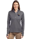 Los Angeles Rams NFL Helmet Cutter & Buck Traverse Stretch Eco Quarter Zip Womens Pullover Elemental Grey Front Thumbnail Image