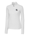 New England Patriots NFL Helmet Cutter & Buck Traverse Stretch Eco Quarter Zip Womens Pullover White Mannequin Thumbnail Image
