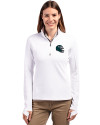 Philadelphia Eagles NFL Helmet Cutter & Buck Traverse Stretch Eco Quarter Zip Womens Pullover White Front Thumbnail Image