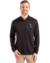 Philadelphia Eagles NFL Helmet Cutter & Buck Virtue Eco Pique Recycled Quarter Zip Mens Pullover Black Front Thumbnail Image