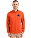 Chicago Bears NFL Helmet Cutter & Buck Virtue Eco Pique Recycled Quarter Zip Mens Pullover College Orange Front Thumbnail Image