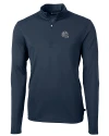 New England Patriots NFL Helmet Cutter & Buck Virtue Eco Pique Recycled Quarter Zip Mens Pullover Navy Blue Mannequin Thumbnail Image