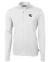 New England Patriots NFL Helmet Cutter & Buck Virtue Eco Pique Recycled Quarter Zip Mens Pullover White Mannequin Thumbnail Image