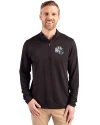 Indianapolis Colts NFL Helmet Cutter & Buck Virtue Eco Pique Recycled Quarter Zip Mens Pullover Black Front Thumbnail Image