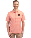 Cincinnati Bengals NFL Helmet Cutter & Buck Virtue Eco Pique Stripe Recycled Mens Polo College Orange Front Thumbnail Image
