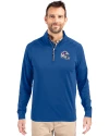 Buffalo Bills NFL Helmet Cutter & Buck Adapt Eco Knit Stretch Recycled Mens Big and Tall Quarter Zip Pullover Tour Blue Front Thumbnail Image