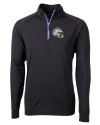 Los Angeles Chargers NFL Helmet Cutter & Buck Adapt Eco Knit Stretch Recycled Mens Big and Tall Quarter Zip Pullover Black/Tour Blue Mannequin Thumbnail Image