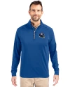 New York Giants NFL Helmet Cutter & Buck Adapt Eco Knit Stretch Recycled Mens Big and Tall Quarter Zip Pullover Tour Blue Front Thumbnail Image