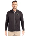 Jacksonville Jaguars NFL Helmet Cutter & Buck Adapt Eco Knit Hybrid Recycled Mens Big & Tall Full Zip Jacket Black Front Thumbnail Image