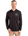 Detroit Lions NFL Helmet Cutter & Buck Virtue Eco Pique Recycled Quarter Zip Mens Big & Tall Pullover Black Front Thumbnail Image