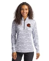 Cincinnati Bengals NFL Helmet Cutter & Buck Traverse Stretch Eco Camo Print Quarter Zip Womens Pullover Charcoal Front Thumbnail Image