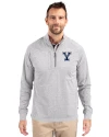Yale Bulldogs Cutter & Buck Adapt Eco Knit Heather Mens Quarter Zip Pullover Polished Heather Front Thumbnail Image