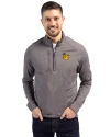 Baylor Sailor Bear College Vault Cutter & Buck Adapt Eco Knit Heather Mens Big & Tall Quarter Zip Pullover Black Heather Front Thumbnail Image