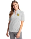 Baylor Sailor Bear College Vault Cutter & Buck Virtue Eco Pique Stripe Recycled Womens Top Polished Medium Gray Front Thumbnail Image