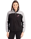 Arkansas Razorbacks College Vault Cutter & Buck Charter Eco Recycled Womens Anorak Jacket Black/Polished Front Thumbnail Image