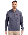 Auburn Tigers College Vault Cutter & Buck Adapt Eco Knit Heather Mens Quarter Zip Pullover Navy Blue Heather Front Thumbnail Image