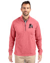 Arkansas Razorbacks College Vault Cutter & Buck Adapt Eco Knit Heather Mens Quarter Zip Pullover Cardinal Red Heather Front Thumbnail Image