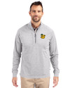Baylor Sailor Bear College Vault Cutter & Buck Adapt Eco Knit Heather Mens Quarter Zip Pullover Polished Heather Front Thumbnail Image