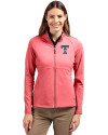 Texas Rangers Stars & Stripes Cutter & Buck Adapt Eco Knit Heather Recycled Womens Full Zip Cardinal Red Heather Front Thumbnail Image