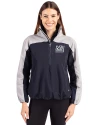 New York Giants Historic Cutter & Buck Charter Eco Recycled Womens Anorak Jacket Navy Blue/Polished Front Thumbnail Image