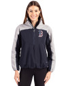 Boston Red Sox Stars & Stripes Cutter & Buck Charter Eco Recycled Womens Anorak Jacket Navy Blue/Polished Front Thumbnail Image