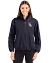 View image 1: Chicago White Sox Stars & Stripes Cutter & Buck Charter Recycled Packable Womens Half Zip Anorak Jacket Navy Blue Front