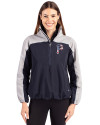 Pittsburgh Pirates Stars & Stripes Cutter & Buck Charter Eco Recycled Womens Anorak Jacket Navy Blue/Polished Front Thumbnail Image