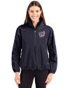 Washington Nationals Stars & Stripes Cutter & Buck Charter Eco Recycled Womens Anorak Jacket Navy Blue Front Thumbnail Image