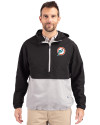 Miami Dolphins Historic Cutter & Buck Charter Eco Recycled Mens Anorak Jacket Black/Polished Front Thumbnail Image