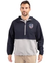 Milwaukee Brewers Stars & Stripes Cutter & Buck Charter Eco Recycled Mens Anorak Jacket Navy Blue/Polished Front Thumbnail Image