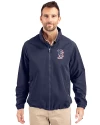 Boston Red Sox Stars & Stripes Cutter & Buck Charter Eco Knit Recycled Big & Tall Full-Zip Jacket Navy Blue Front Thumbnail Image