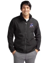 New England Patriots Historic Cutter & Buck Charter Eco Knit Recycled Big & Tall Full-Zip Jacket Black Front Thumbnail Image