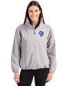 Los Angeles Rams Historic Cutter & Buck Charter Eco Recycled Womens Full-Zip Jacket Polished Medium Gray Front Thumbnail Image